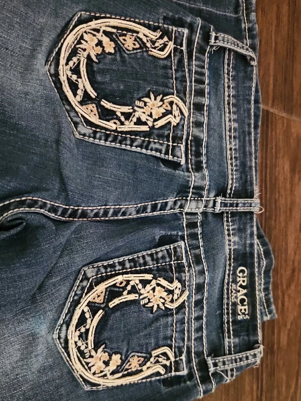 Grace in LA Medium Blue Flare Jeans for Girls